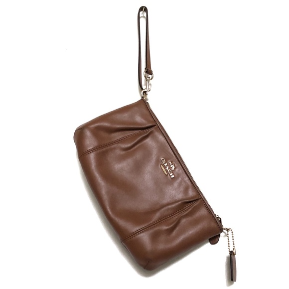 Coach Handbags - COACH - Colette Brown Leather Zip Top Wristlet